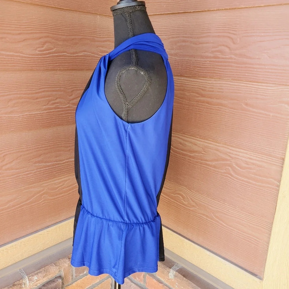 Cache Blue and Black Halter Top Blouse Size Small - Picture 6 of 7